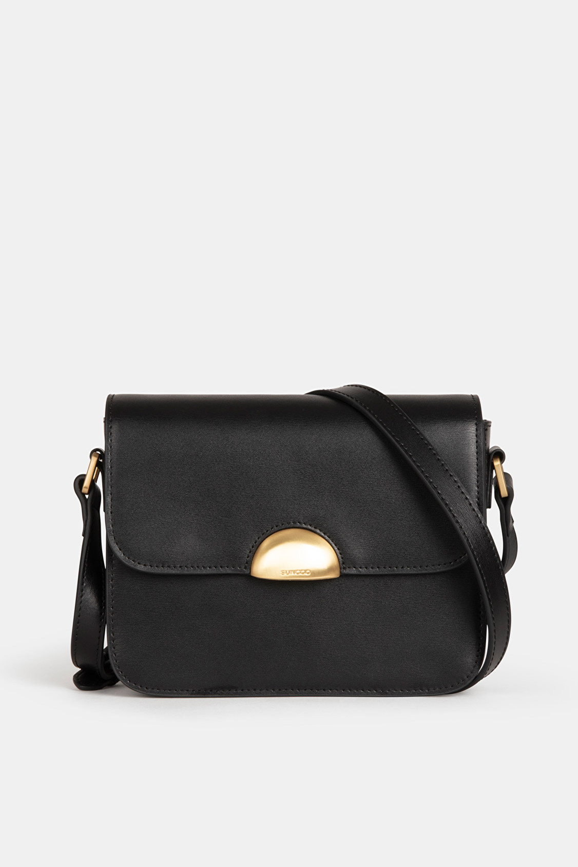 Nelly Sac bandouli&egrave;re en cuir noir Camel, Noir Suncoo