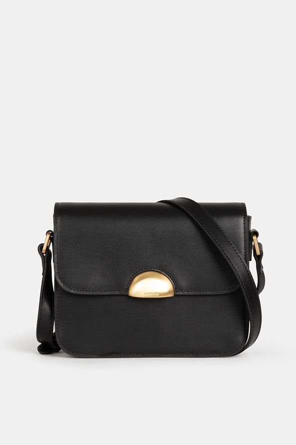 Nelly Sac bandouli&egrave;re en cuir noir Noir Suncoo