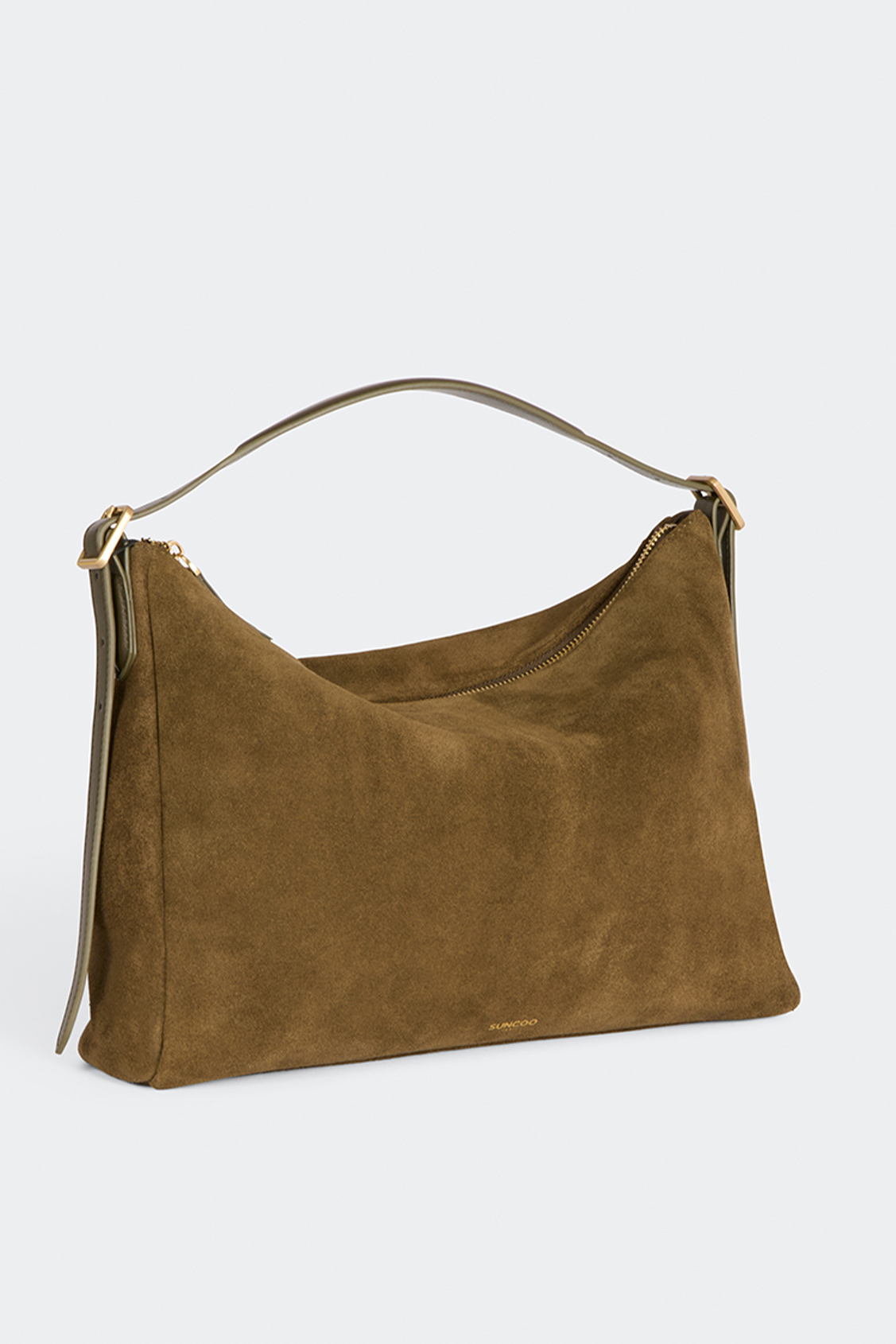 Bianca Sac &agrave; main pochette en daim kaki Caf&eacute;, Kaki Suncoo