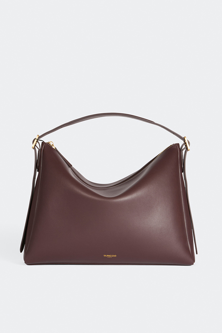 Bianca Sac à main pochette en cuir lisse prune Prune Suncoo