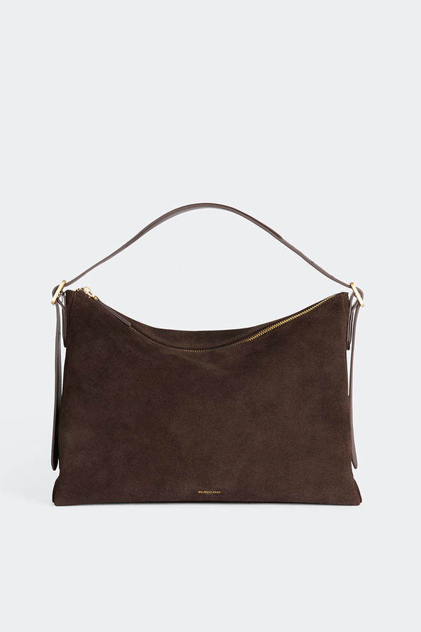 Bianca Sac &agrave; main pochette en daim caf&eacute; Caf&eacute; Suncoo