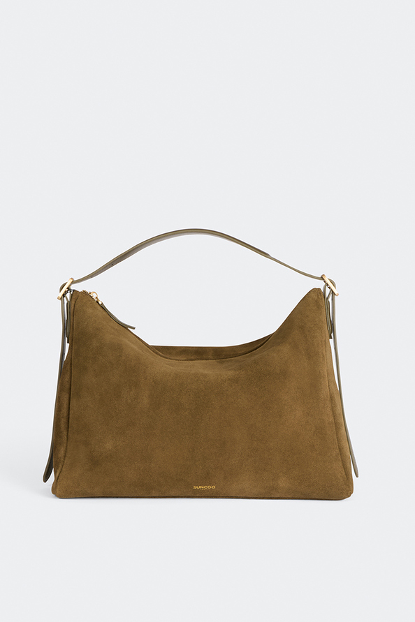 Bianca Sac &agrave; main pochette en daim kaki Kaki Suncoo