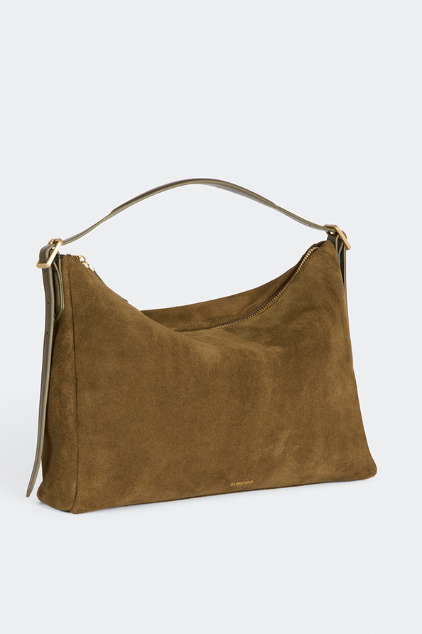 Bianca Sac &agrave; main pochette en daim kaki Kaki Suncoo