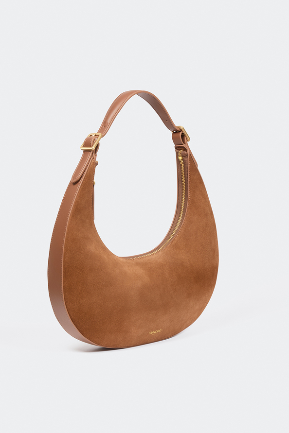 Alba Sac &agrave; main demi-lune en cuir daim camel Camel Suncoo