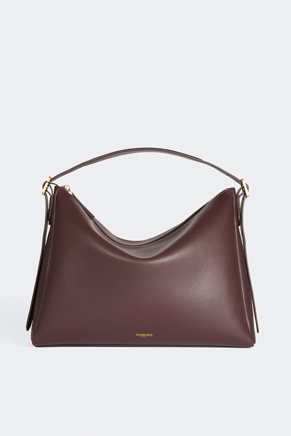 Bianca Sac &agrave; main pochette en cuir lisse prune Prune Suncoo