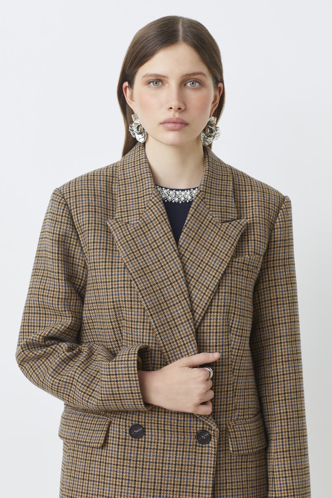 Blazer Femme SMYTHE En Laine Tweed à Carreaux - Couleur Abricot - Tailles 0, 2, 8, 10 - Neuf Avec Étiquette (Prix D'origine 795$)