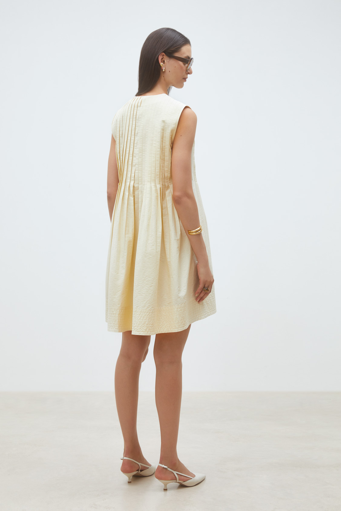 Conely Robe courte pliss&eacute;e Jaune Suncoo