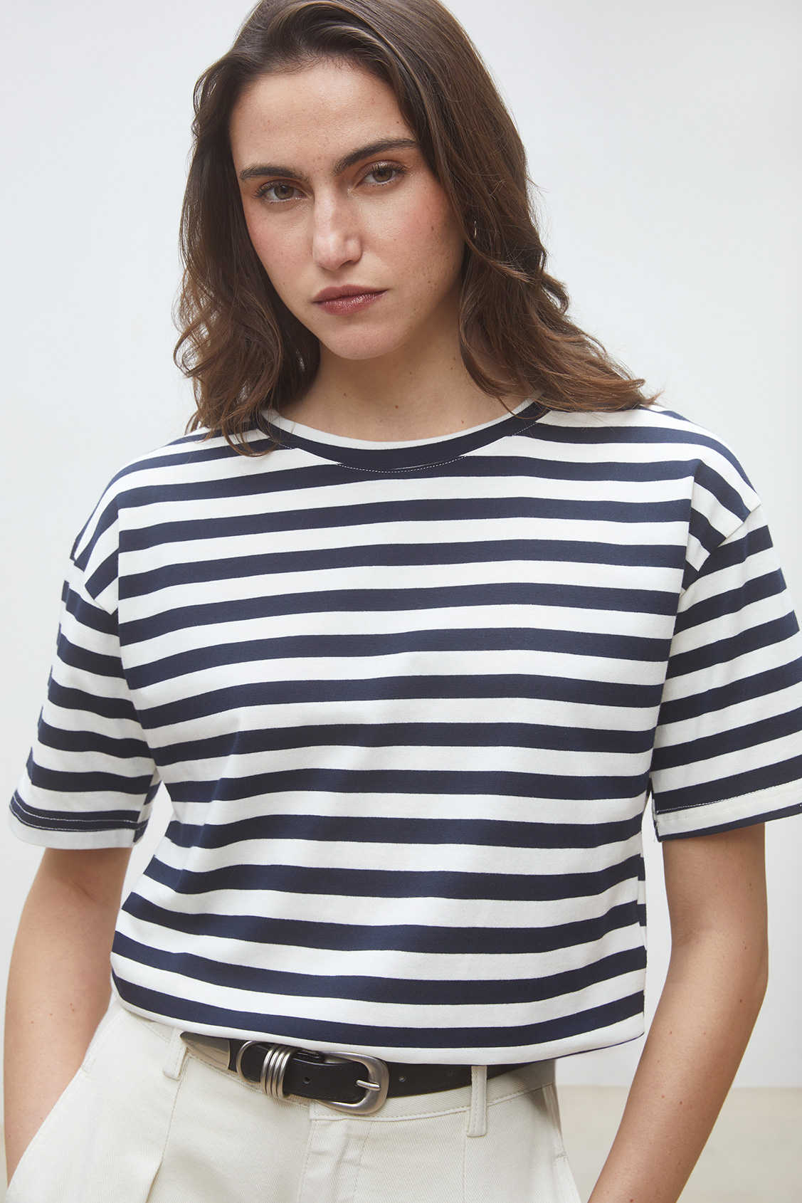 Martilo Tee-shirt à rayures ouvert au dos Bleu nuit Suncoo