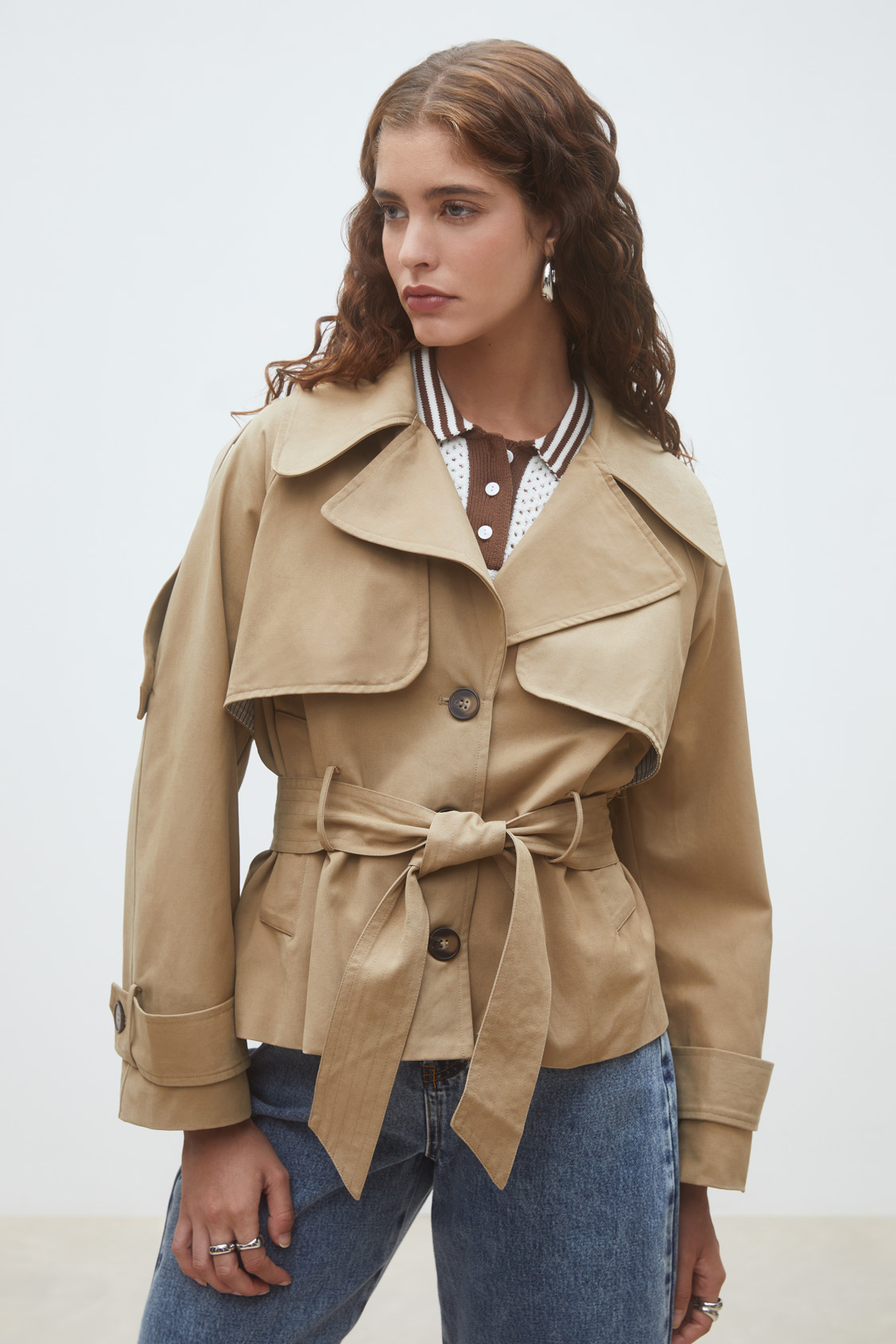 Elliot Trench court ceintur&eacute; Camel Suncoo