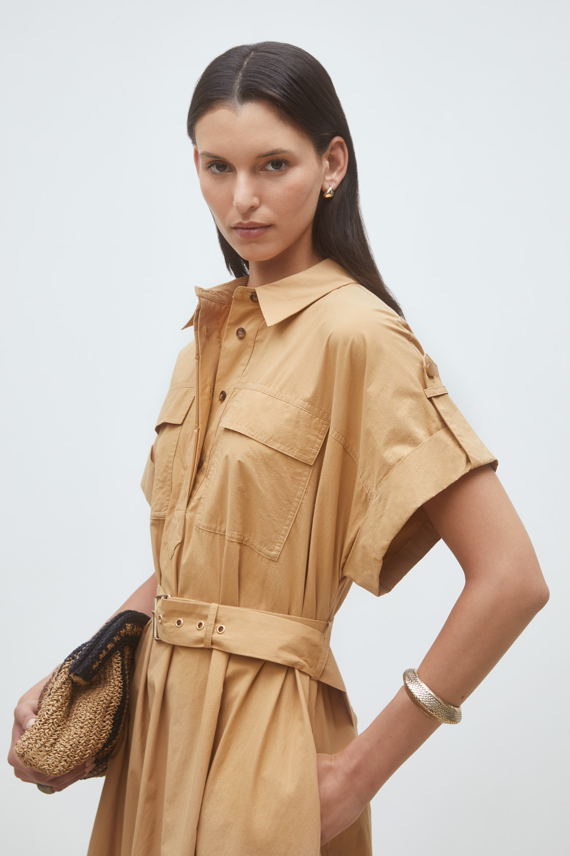 Cristal Robe midi ceinturée Camel Suncoo