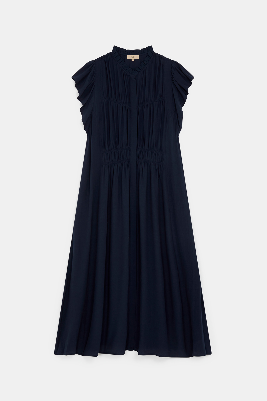 Coco Robe longue fluide à fronces Bleu nuit Suncoo