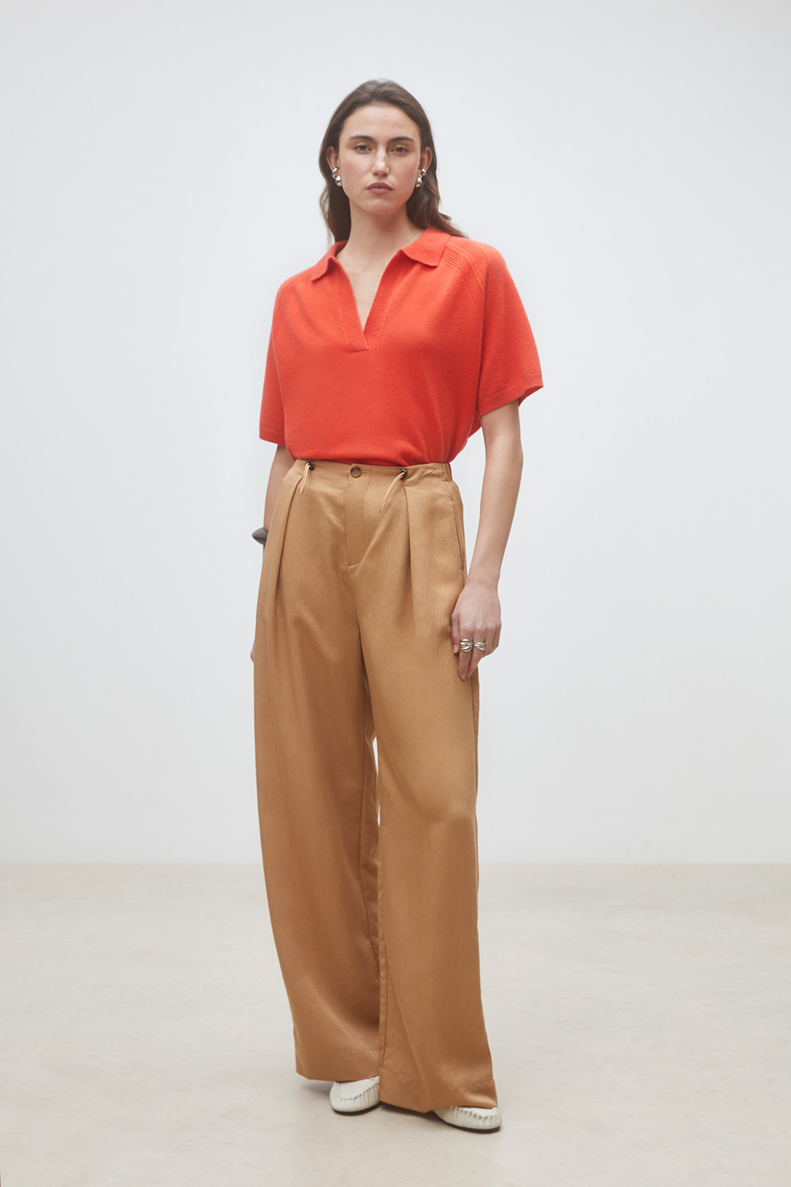 Jio Pantalon large camel Camel Suncoo