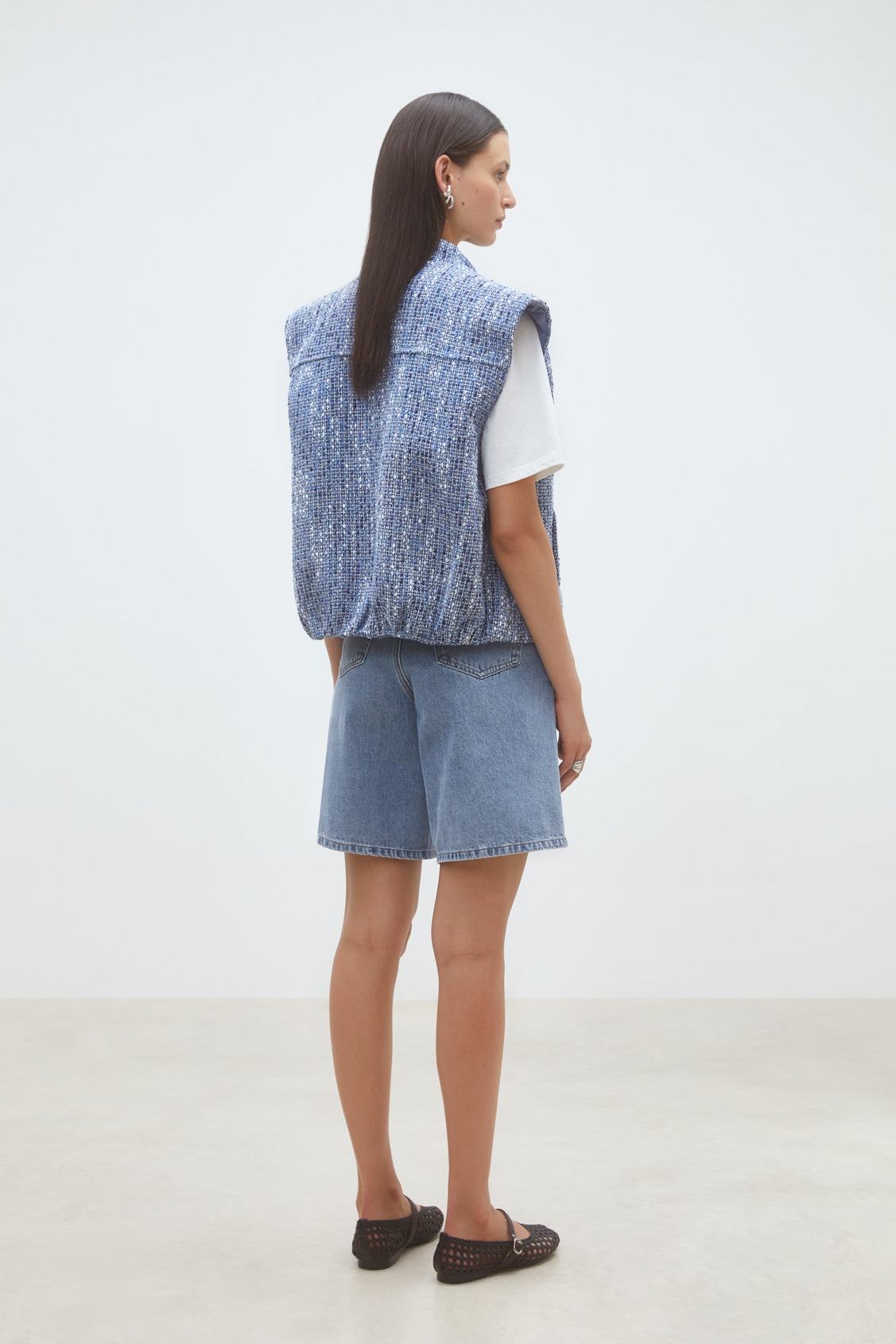Dave Veste en tweed sans manches Bleu Suncoo