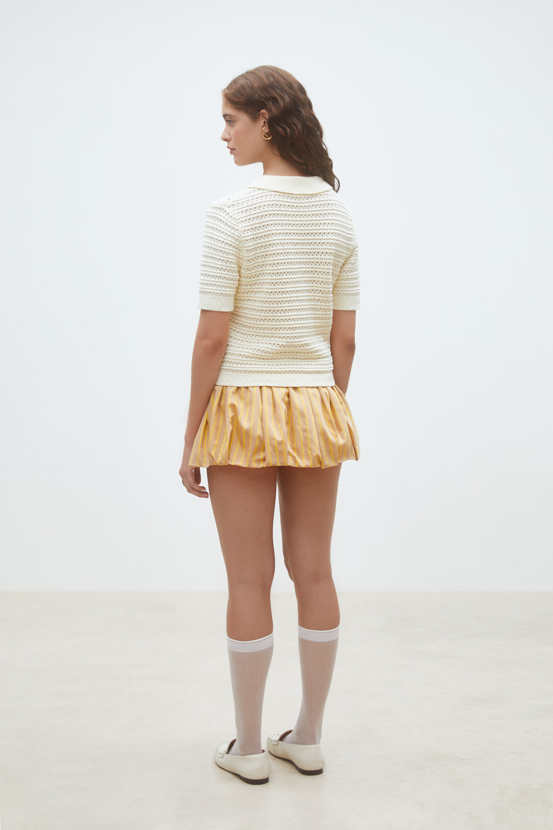 Praka Pull polo en maille fantaisie Creme Suncoo