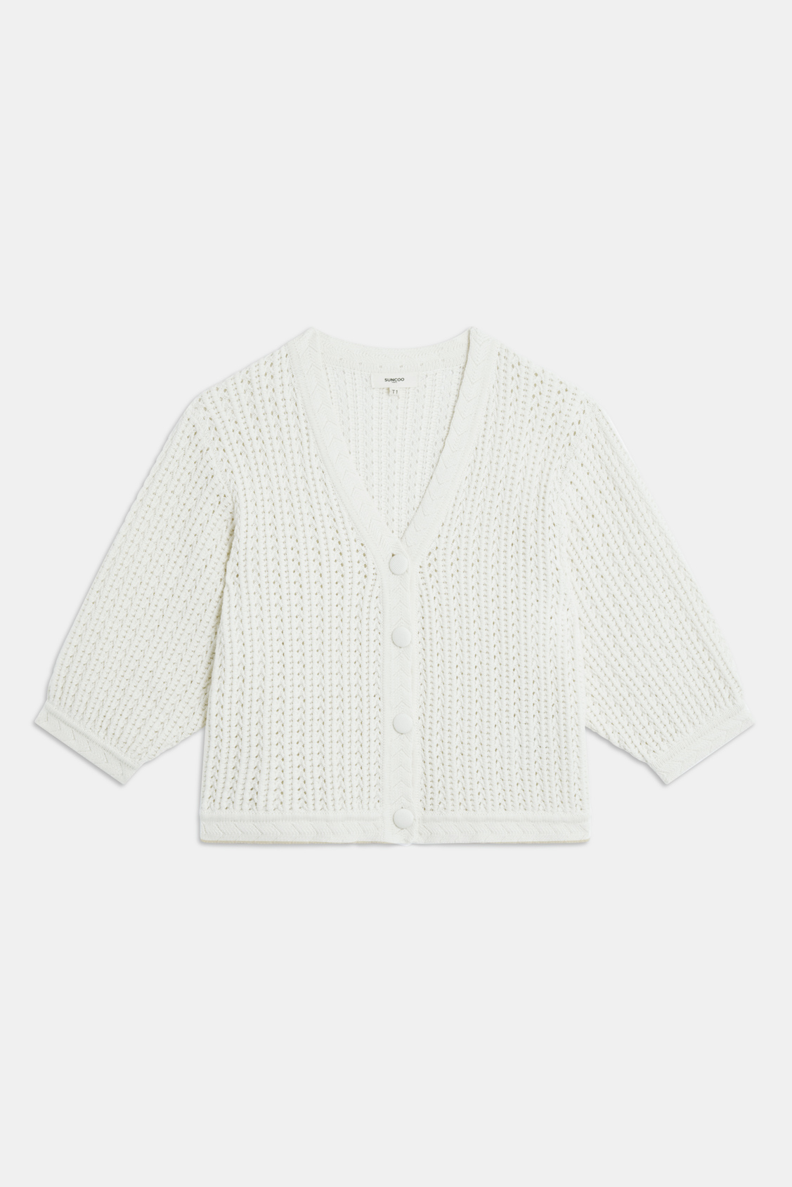Galama Gilet en maille fantaisie Creme Suncoo