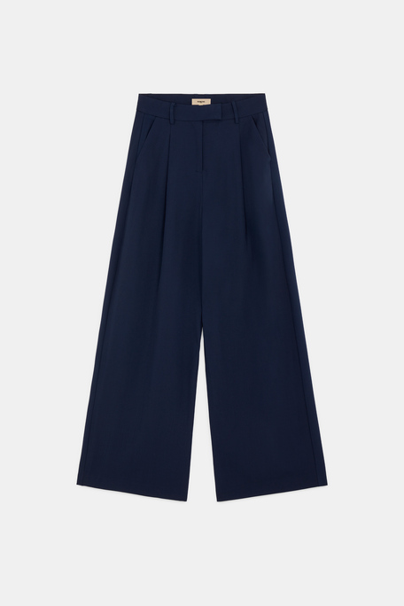 Japon Pantalon large à pinces Bleu nuit Suncoo