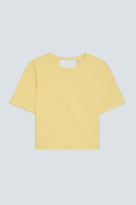 Marti Tee-shirt jaune uni ouvert au dos Jaune Suncoo