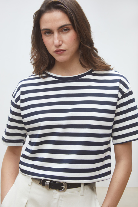 Martilo Tee-shirt à rayures ouvert au dos Bleu nuit Suncoo