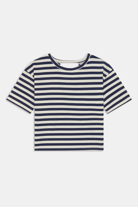 Martilo Tee-shirt à rayures ouvert au dos Bleu nuit Suncoo