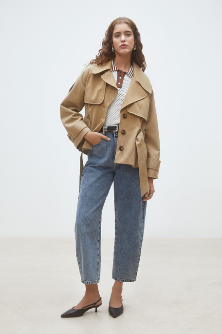 Elliot Trench court ceinturé Camel Suncoo