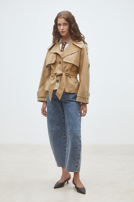 Elliot Trench court ceinturé Camel Suncoo