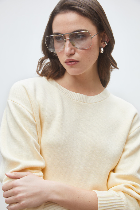 Plamedi Pull uni crème croisé au dos Creme Suncoo
