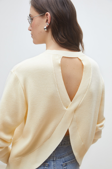 Plamedi Pull uni crème croisé au dos Creme Suncoo