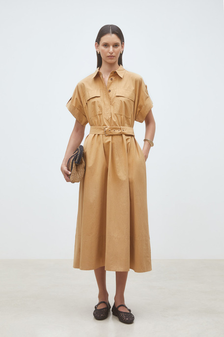 Cristal Robe midi ceinturée Camel Suncoo