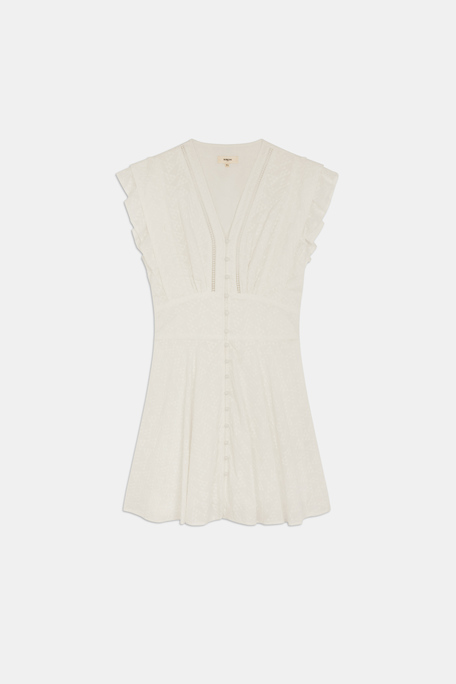 Cybille Robe courte en coton brodé Blanc casse Suncoo