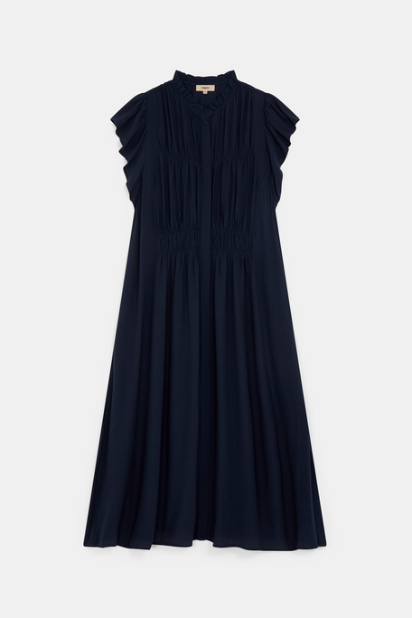 Coco Robe longue fluide à fronces Bleu nuit Suncoo