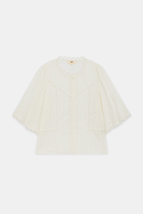Leyla Blouse détails brodés Blanc casse Suncoo