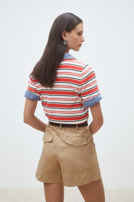 Paillis Pull polo à rayures Geranium Suncoo