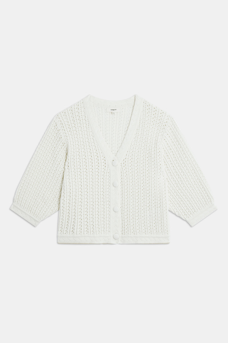 Galama Gilet en maille fantaisie Creme Suncoo