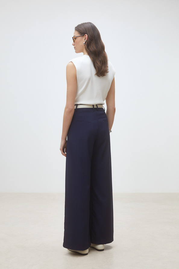 Japon Pantalon large &agrave; pinces Bleu nuit Suncoo