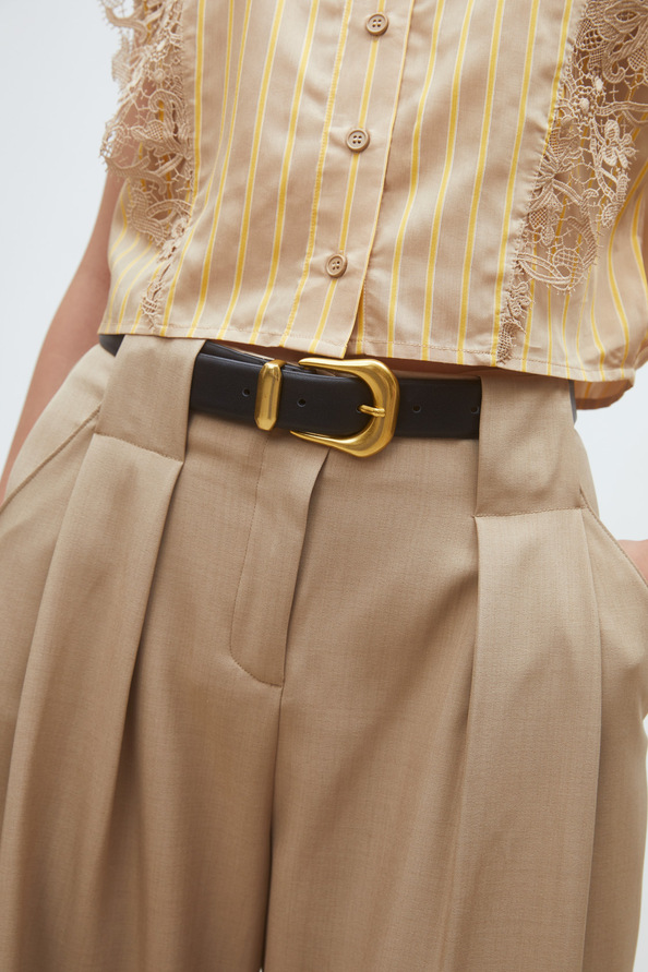 Jude Pantalon large &agrave; pinces camel Camel Suncoo