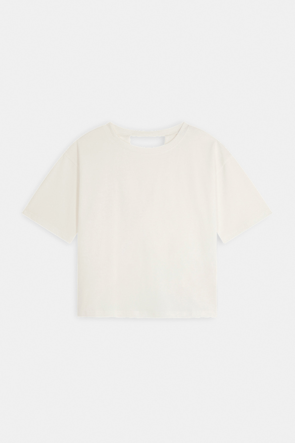 Marti Tee-shirt blanc uni ouvert au dos Blanc casse Suncoo