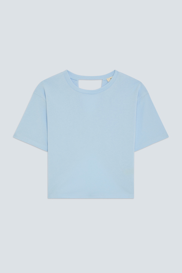 Marti Tee-shirt bleu ciel uni ouvert au dos Bleu ciel Suncoo