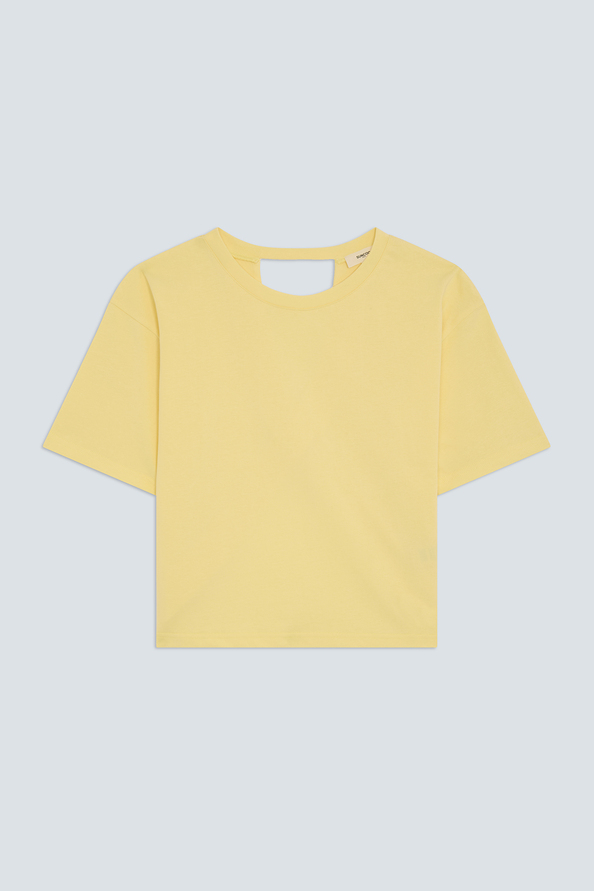 Marti Tee-shirt jaune uni ouvert au dos Jaune Suncoo
