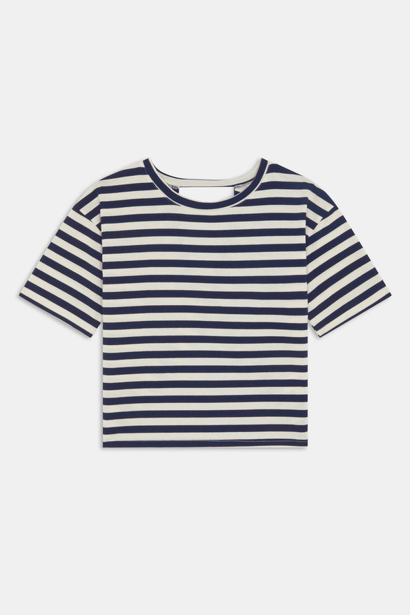 Martilo Tee-shirt à rayures ouvert au dos Bleu nuit Suncoo