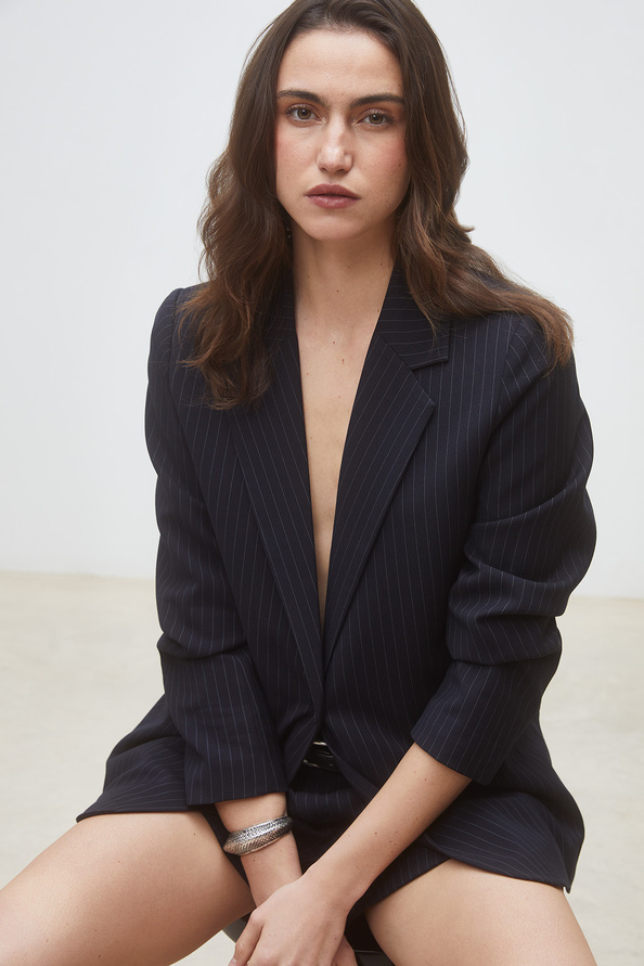 Denitsa Veste blazer &agrave; rayures Bleu nuit Suncoo