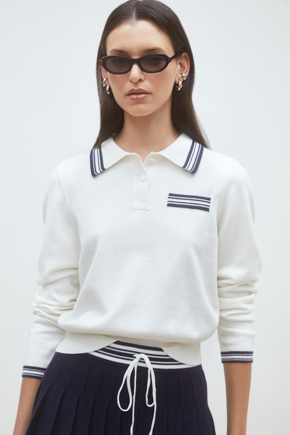 Polino Pull polo bicolore Blanc casse Suncoo