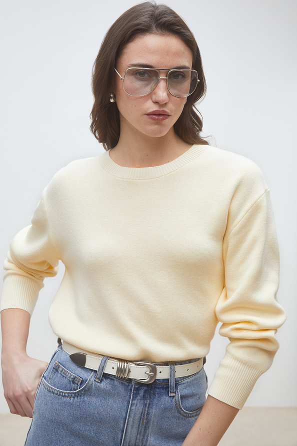 Plamedi Pull uni cr&egrave;me crois&eacute; au dos Creme Suncoo