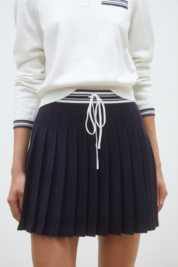 Falda Jupe courte plissée bicolore Bleu nuit Suncoo
