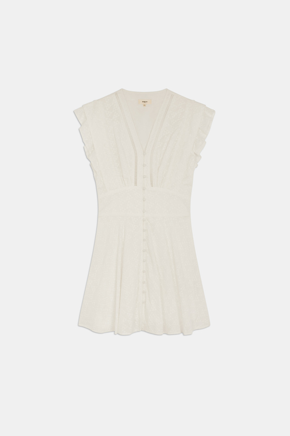 Cybille Robe courte en coton brod&eacute; Blanc casse Suncoo
