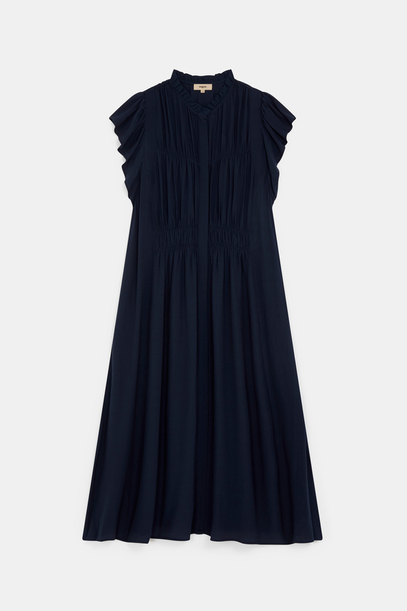 Coco Robe longue fluide &agrave; fronces Bleu nuit Suncoo