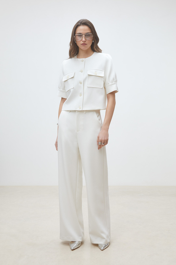Jewel Pantalon large fluide Blanc casse Suncoo