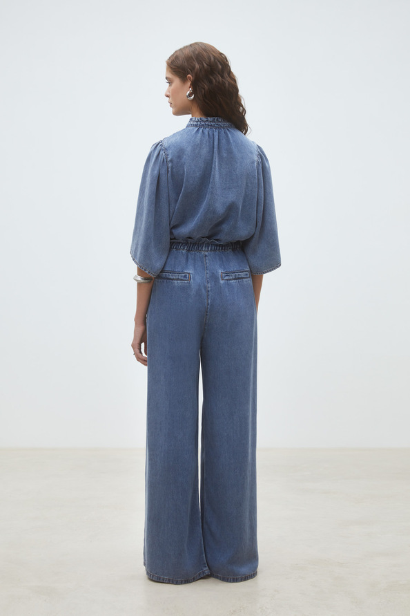 Louise Blouse boutonn&eacute;e en denim Bleu jeans Suncoo