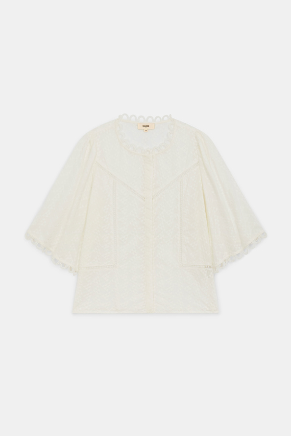 Leyla Blouse d&eacute;tails brod&eacute;s Blanc casse Suncoo