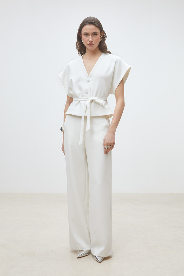 Lazlo Blouse courte structur&eacute;e Blanc casse Suncoo