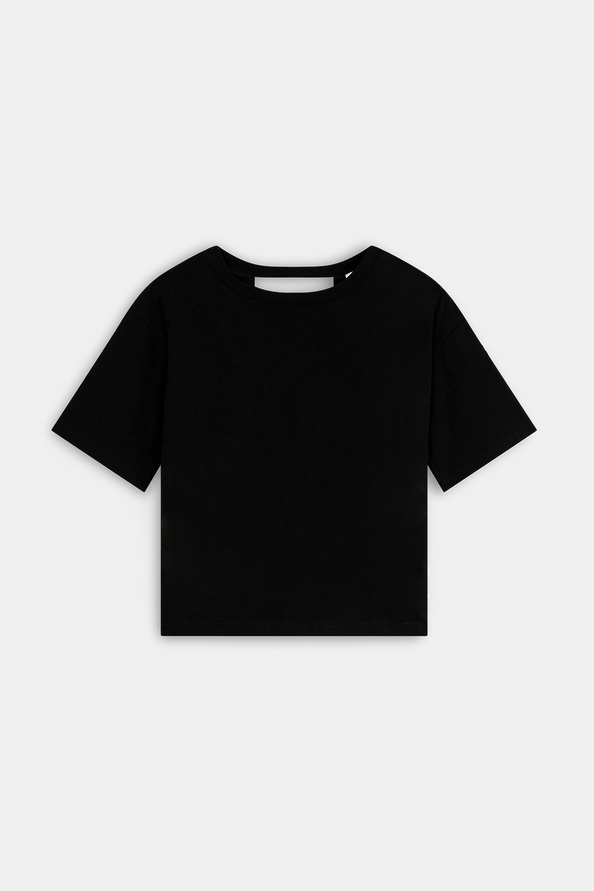 Marti Tee-shirt noir uni ouvert au dos Noir Suncoo